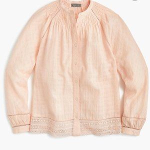 NWT J Crew Point Sur Blouse SP Windowpane Peasant